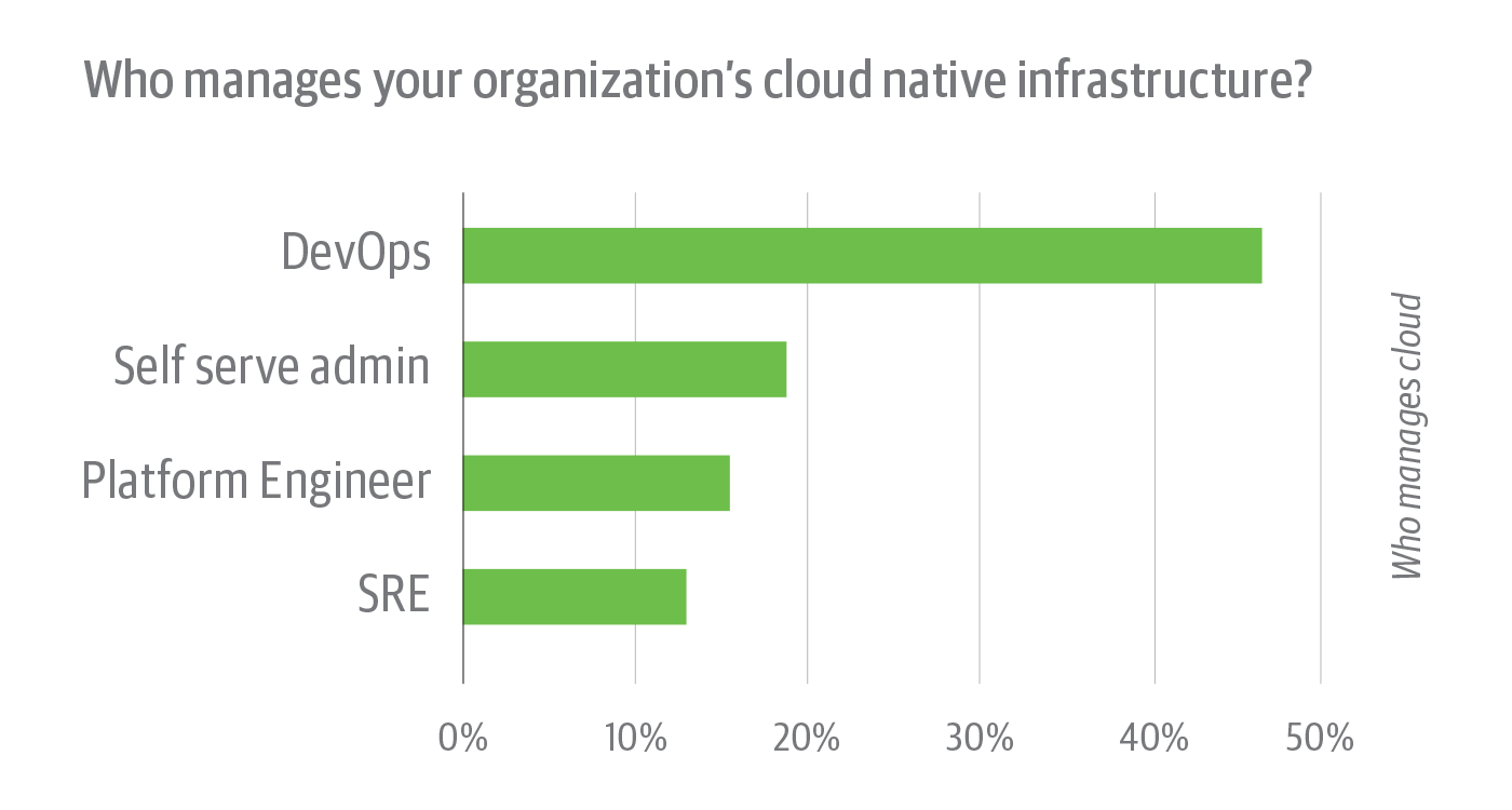 Teams that manage cloud native infrastructure among survey respondents