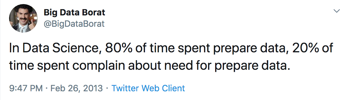 common trope that data scientists spend 80% of their time on data preparation
