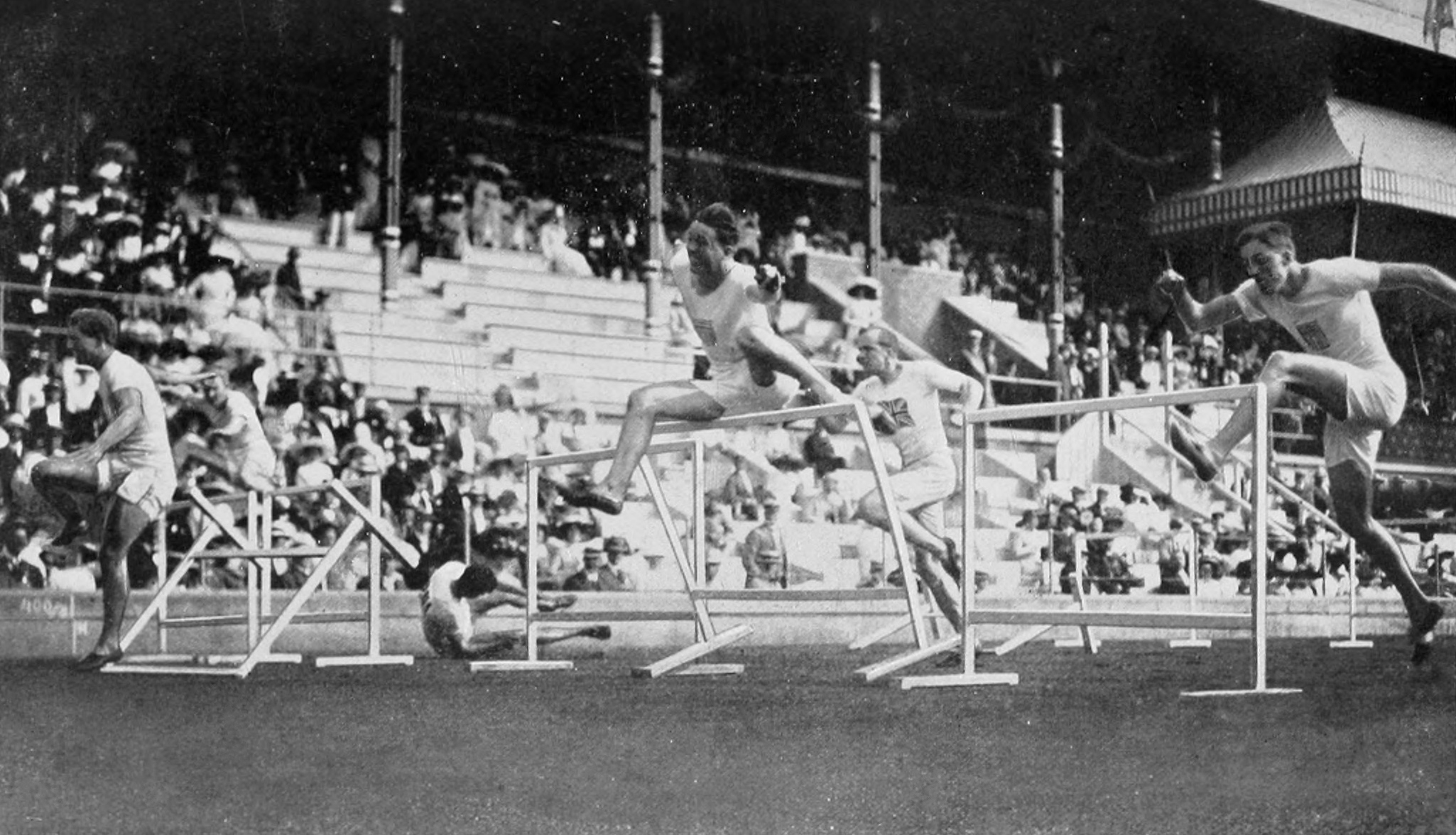 The final of the men's 110 metre hurdles at the 1912 Summer Olympics.