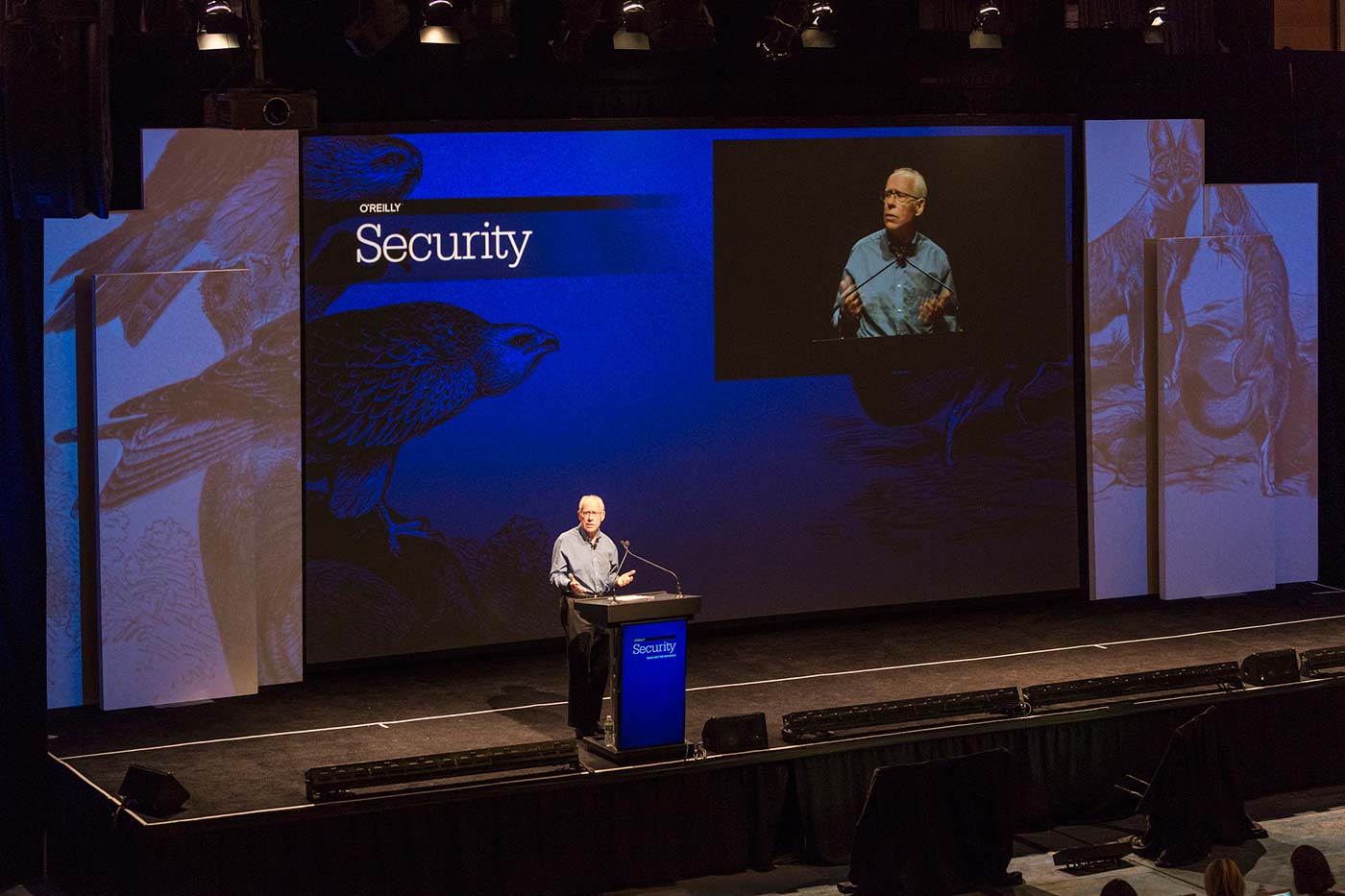 Keynote stage at the O'Reilly Security Conference in New York